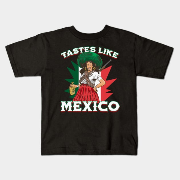 Tastes like Mexico Funny Tequila Shirt Kids T-Shirt by Emmi Fox Designs